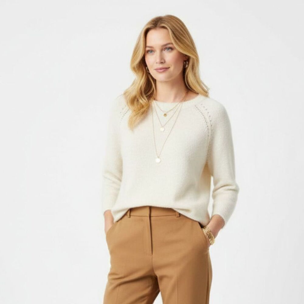 Cynthia Rowley Ivory Angora Cozy Soft Long Sleeve Sweater M
